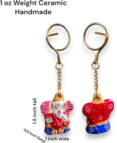 LOVENSPIRE Handmade Ceramic Ganesha Keychain Amulet Keyring Door Car Key Chains Good Luck Charms Key Holder Housewarming Gift in Saudi Arabia