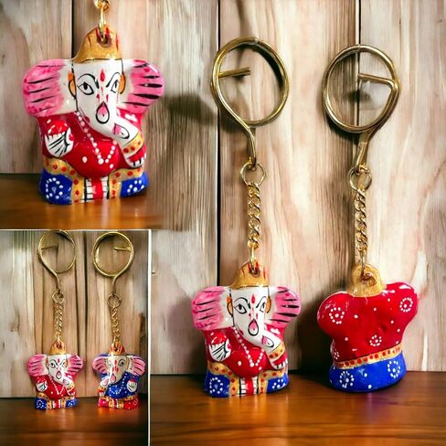 LOVENSPIRE Handmade Ceramic Ganesha Keychain Amulet Keyring Door Car Key Chains Good Luck Charms Key Holder Housewarming Gift in Saudi Arabia