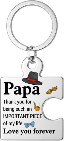 Gifts for Papa from Grandkids, Birthday Christmas Gift Ideas for Papa, Grandpa, Grandfather from Grandchildren Puzzle Piece Metal Keychains in Saudi Arabia