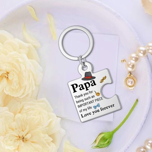 Gifts for Papa from Grandkids, Birthday Christmas Gift Ideas for Papa, Grandpa, Grandfather from Grandchildren Puzzle Piece Metal Keychains in Saudi Arabia