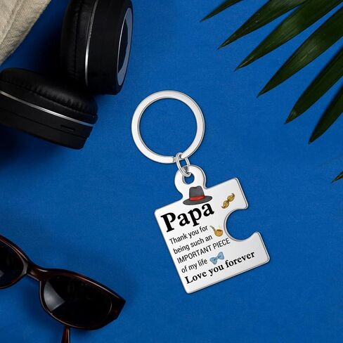 Gifts for Papa from Grandkids, Birthday Christmas Gift Ideas for Papa, Grandpa, Grandfather from Grandchildren Puzzle Piece Metal Keychains in Saudi Arabia