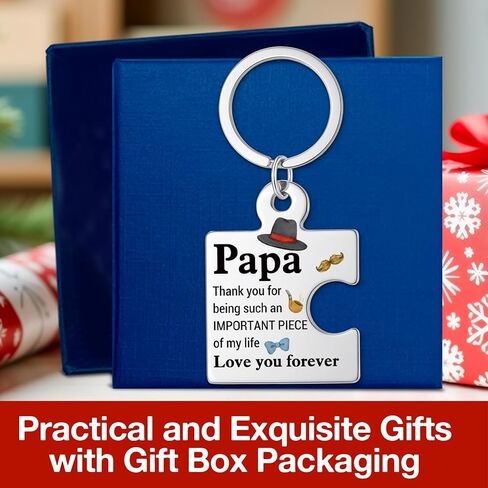 Gifts for Papa from Grandkids, Birthday Christmas Gift Ideas for Papa, Grandpa, Grandfather from Grandchildren Puzzle Piece Metal Keychains in Saudi Arabia
