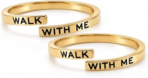 مجموعة حلقات من الفولاذ المقاوم للصدأ قابلة للتعديل من Walk With Me للنساء والرجال، حلقة مفتوحة منقوشة مستوحاة من الإيمان البسيط، مجوهرات هدايا المعمودية التبشيرية، لون ذهبي أو فضي (عبوتان) in Kuwait