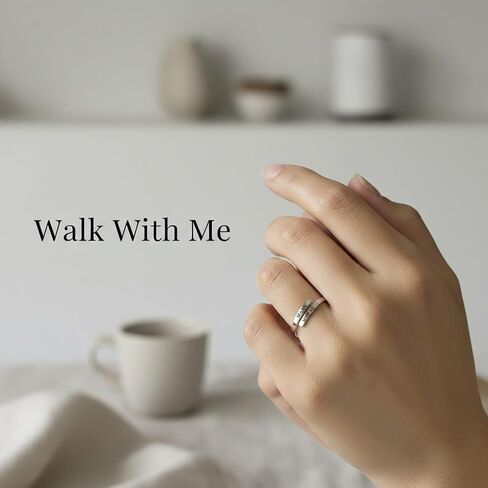 مجموعة حلقات من الفولاذ المقاوم للصدأ قابلة للتعديل من Walk With Me للنساء والرجال، حلقة مفتوحة منقوشة مستوحاة من الإيمان البسيط، مجوهرات هدايا المعمودية التبشيرية، لون ذهبي أو فضي (عبوتان) in Kuwait