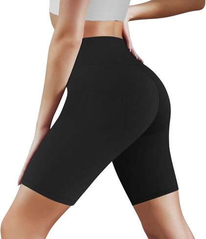 Women's High Waisted Compression Biker Shorts 8", Buttery Soft Spandex Workout Yoga Shorts Athletic Running Gym in Saudi Arabia