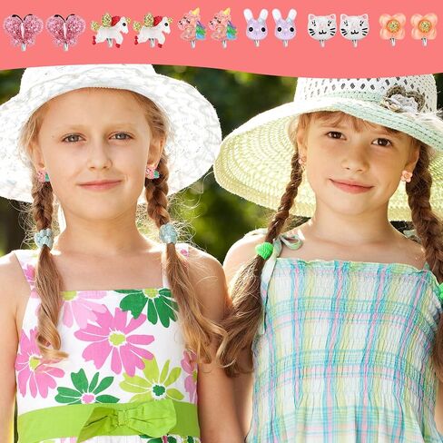 6Pairs Butterfly Clip On Earrings for Little Girls, Toddler Children Unicorn Jewelry Rabbit Cat Earrings Kids Dress Up Jewelry-A1 in Saudi Arabia
