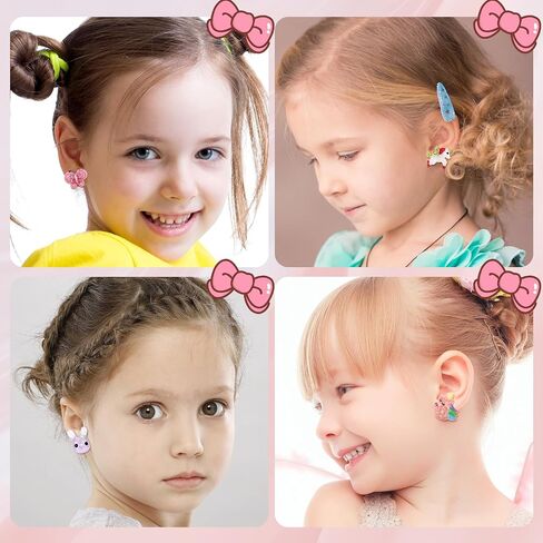 6Pairs Butterfly Clip On Earrings for Little Girls, Toddler Children Unicorn Jewelry Rabbit Cat Earrings Kids Dress Up Jewelry-A1 in Saudi Arabia