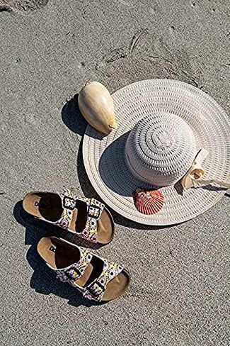 DOGO Personalize Your Life - Women's Flat Slide Cork Footbed Stella Sandals - Double Adjustable Buckle - Elegant and Casual Style - Vegan and Handmade in Saudi Arabia