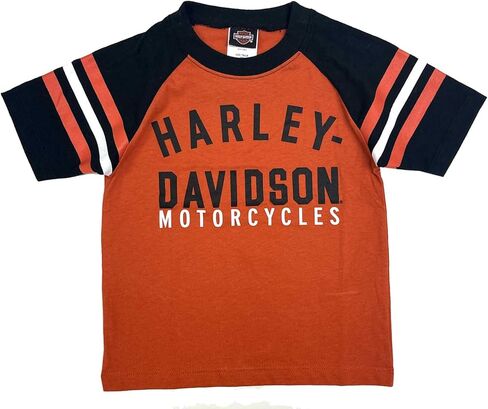 Harley-Davidson Little Boys' Knit Sports Raglan Short Sleeve Tee - Orange in Kuwait