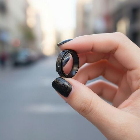 6mm Moon Stars Anxiety Fidget Spinner Rings for Women Men - 4pcs Quiet Stainless Steel Stress Relief Worry Ring Set (Black/Silver/Rose Gold/Rainbow) Sizes6-10 in Saudi Arabia