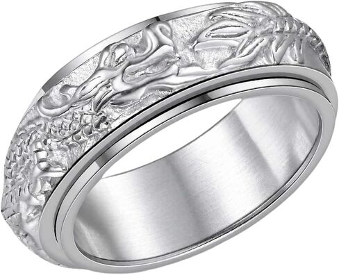 Dragon Spinner Fidget Ring for Men Women,Stainless Steel Rotating Dragon Band,Vintage Punk Biker Ring,Stress Relief Jewelry Gift in Saudi Arabia