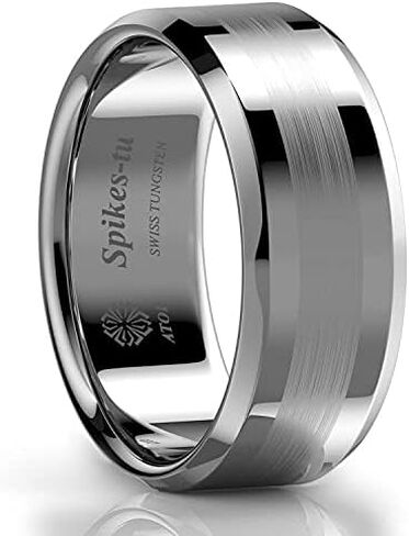 ATOP 8Mm Silver Tungsten Carbide Ring for Men Wedding Band Brushed Center Comfort Fit Male Bridal Engagement Ring in Saudi Arabia