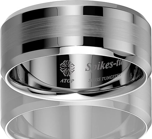 ATOP 8Mm Silver Tungsten Carbide Ring for Men Wedding Band Brushed Center Comfort Fit Male Bridal Engagement Ring in Saudi Arabia