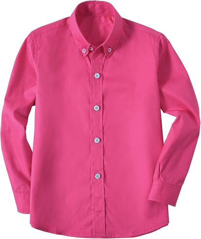 Boys' Button-Down Shirts Long Sleeve & Short Sleeve Collared Dress Shirt Button Down Cuff School Uniform in Saudi Arabia