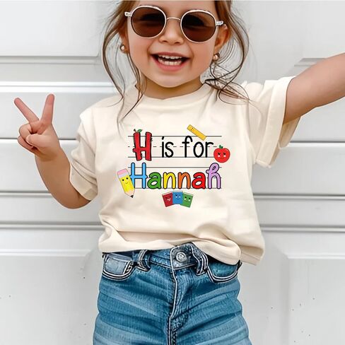 Hello My Name is Custom Kids Name Back to School Shirt, Toddler First Day of School Tee Kindergarten Shirt, First Day Outfit (IT-A1) in Saudi Arabia