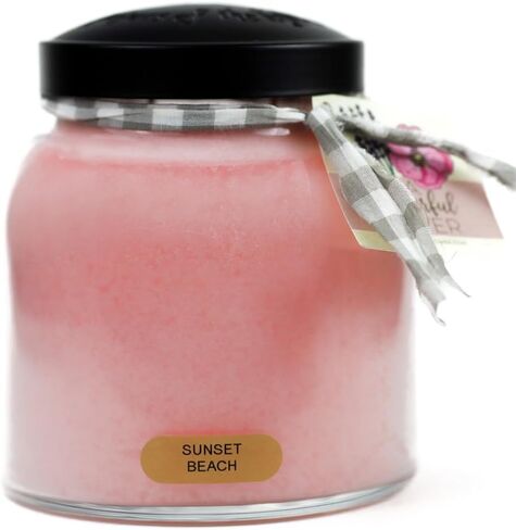 A Cheerful Giver - Sunset Beach - 34oz Papa Scented Candle Jar with Lid - Keepers of The Light - 155 Hours of Burn Time, Gift for Women, Pink Candle, Big Candles for Home Decoration in Kuwait