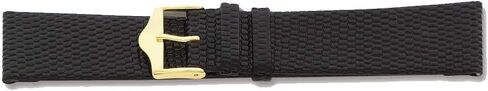 VI STAR 17mm Flat Black Lizard Grain Lthr Gld-Tone Buckle Watch Band in Saudi Arabia