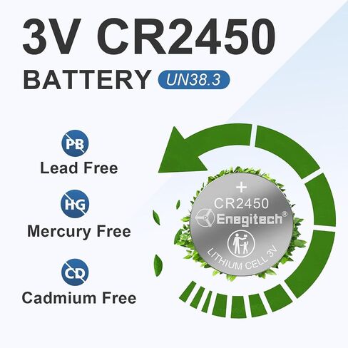 Enegitech CR2450 3V Lithium Battery, 2450 Coin Cell Battery, Child Safety Features for Key Fobs, Keyless Remotes, Presence Sensors (6 Pack) in Kuwait