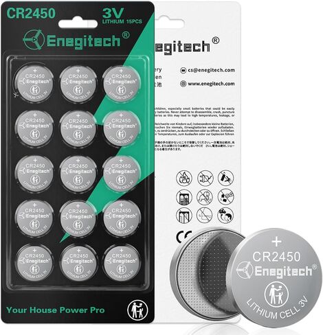 Enegitech CR2450 3V Lithium Battery, 2450 Coin Cell Battery, Child Safety Features for Key Fobs, Keyless Remotes, Presence Sensors (6 Pack) in Saudi Arabia