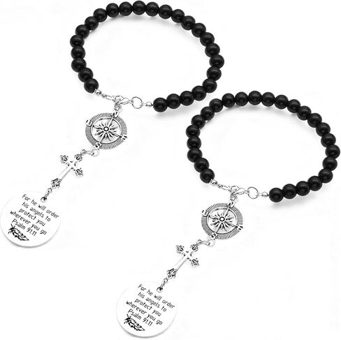 2 Pcs Cross Car Charm, Christian Mirror Hanger Car Accessories with Psalm 91:11 Bible Verse, Rearview Mirror Charm and Ornament for Religious Giving Angel Protection Design in Saudi Arabia