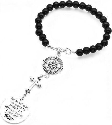 2 Pcs Cross Car Charm, Christian Mirror Hanger Car Accessories with Psalm 91:11 Bible Verse, Rearview Mirror Charm and Ornament for Religious Giving Angel Protection Design in Saudi Arabia