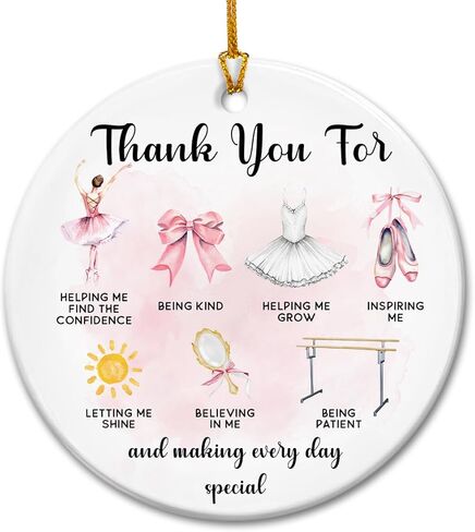Ballet Christmas Ornaments 2026, Dance Teacher Appreciation Gifts - Thank You Gifts, Ballerina Teacher Ornament for Dance Instructor, Ballet Coach - Double-Sided Ceramic Christmas Tree Decor in Saudi Arabia