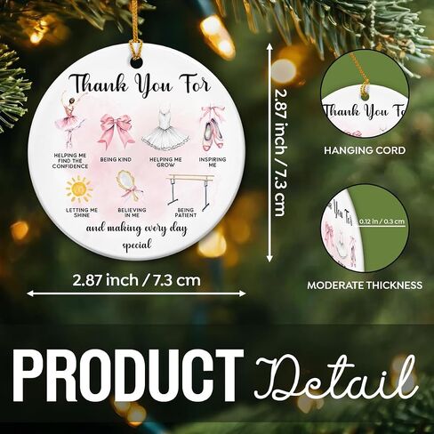 Ballet Christmas Ornaments 2026, Dance Teacher Appreciation Gifts - Thank You Gifts, Ballerina Teacher Ornament for Dance Instructor, Ballet Coach - Double-Sided Ceramic Christmas Tree Decor in Saudi Arabia