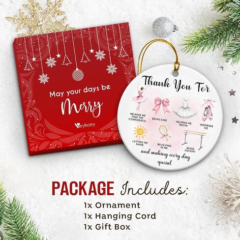 Ballet Christmas Ornaments 2026, Dance Teacher Appreciation Gifts - Thank You Gifts, Ballerina Teacher Ornament for Dance Instructor, Ballet Coach - Double-Sided Ceramic Christmas Tree Decor in Saudi Arabia