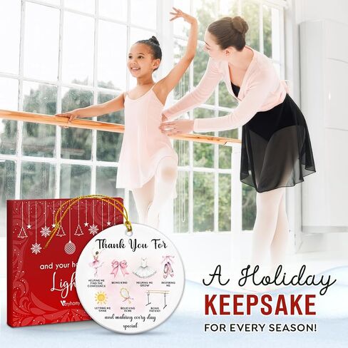 Ballet Christmas Ornaments 2026, Dance Teacher Appreciation Gifts - Thank You Gifts, Ballerina Teacher Ornament for Dance Instructor, Ballet Coach - Double-Sided Ceramic Christmas Tree Decor in Saudi Arabia