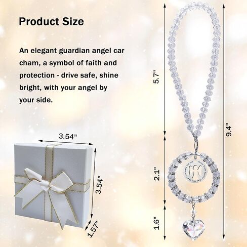 Guardian Angel Suncatcher for Car Mirror Hanging Drive Safe Gift - Never Drive Faster Than Your Guardian Angel Can Fly Car Charm, Crystal Sun Catcher Rear View Mirror Hanging Accessories in Saudi Arabia