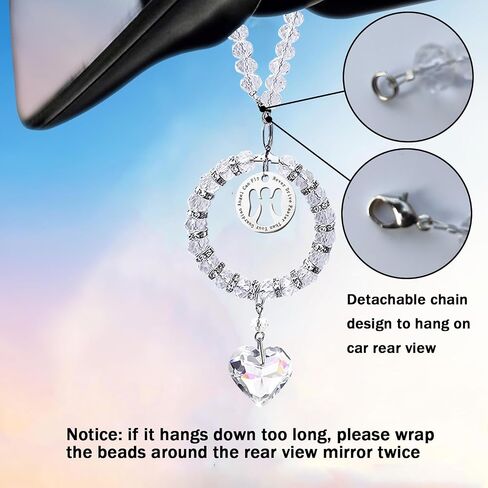 Guardian Angel Suncatcher for Car Mirror Hanging Drive Safe Gift - Never Drive Faster Than Your Guardian Angel Can Fly Car Charm, Crystal Sun Catcher Rear View Mirror Hanging Accessories in Saudi Arabia