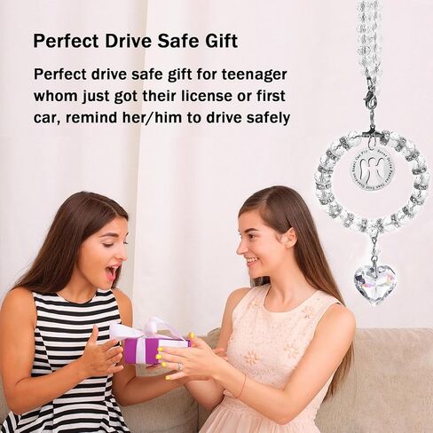 Guardian Angel Suncatcher for Car Mirror Hanging Drive Safe Gift - Never Drive Faster Than Your Guardian Angel Can Fly Car Charm, Crystal Sun Catcher Rear View Mirror Hanging Accessories in Saudi Arabia