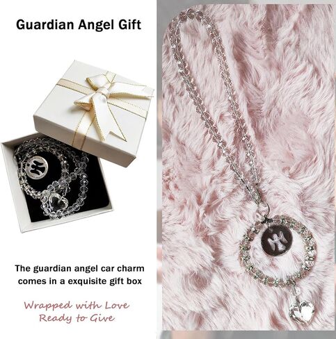 Guardian Angel Suncatcher for Car Mirror Hanging Drive Safe Gift - Never Drive Faster Than Your Guardian Angel Can Fly Car Charm, Crystal Sun Catcher Rear View Mirror Hanging Accessories in Saudi Arabia