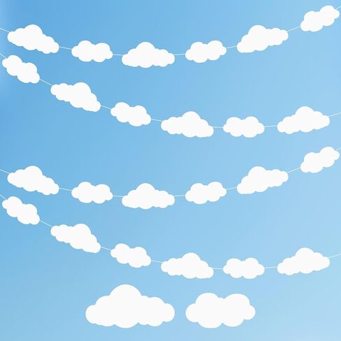 2Pcs Cloud Decorations, Hanging Clouds for Ceiling, Fake Cloud Artificial Clouding Props, White Clouds Cutouts String Banners for School Craft Projects Bulletin Board Party in Saudi Arabia