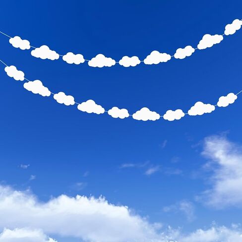 2Pcs Cloud Decorations, Hanging Clouds for Ceiling, Fake Cloud Artificial Clouding Props, White Clouds Cutouts String Banners for School Craft Projects Bulletin Board Party in Saudi Arabia