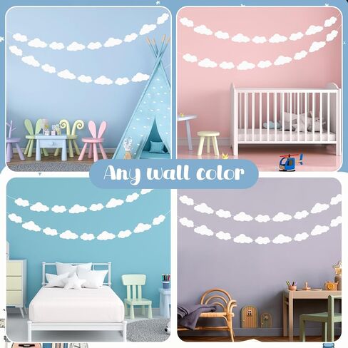 2Pcs Cloud Decorations, Hanging Clouds for Ceiling, Fake Cloud Artificial Clouding Props, White Clouds Cutouts String Banners for School Craft Projects Bulletin Board Party in Saudi Arabia