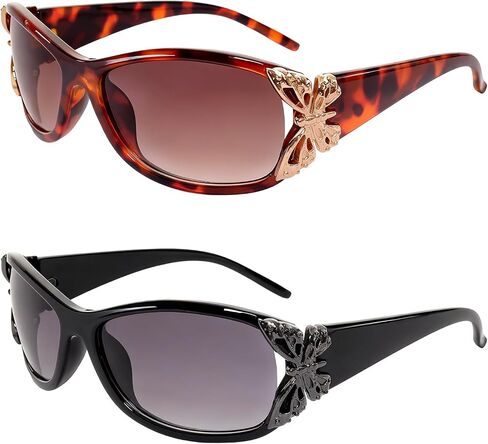 2 Pcs Polarized Sunglasses Butterfly Sun Glasses Trendy Retro Shades Sun Glasses with UV400 Protection for Women in Saudi Arabia