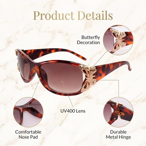 2 Pcs Polarized Sunglasses Butterfly Sun Glasses Trendy Retro Shades Sun Glasses with UV400 Protection for Women in Saudi Arabia