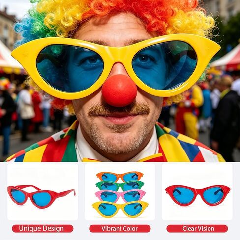 12 Pieces Jumbo Plastic Sunglasses,Colorful Novelty Clown Props Party Sunglasses Giant Funny Glasses Oversized Eyewear for Festival Costume Cosplay Party Photo Booth Supplies Accessories in Saudi Arabia