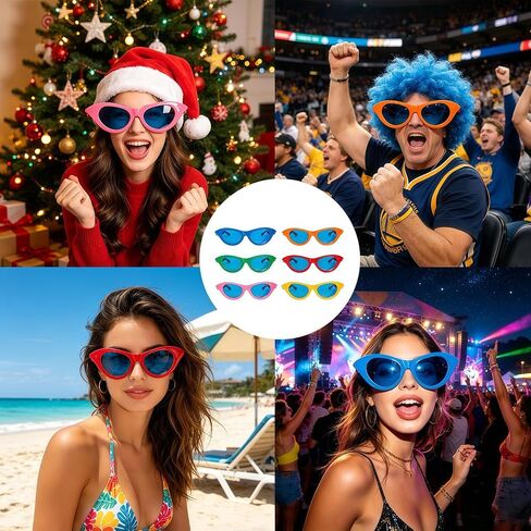12 Pieces Jumbo Plastic Sunglasses,Colorful Novelty Clown Props Party Sunglasses Giant Funny Glasses Oversized Eyewear for Festival Costume Cosplay Party Photo Booth Supplies Accessories in Saudi Arabia