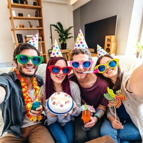 12 Pieces Jumbo Plastic Sunglasses,Colorful Novelty Clown Props Party Sunglasses Giant Funny Glasses Oversized Eyewear for Festival Costume Cosplay Party Photo Booth Supplies Accessories in Saudi Arabia