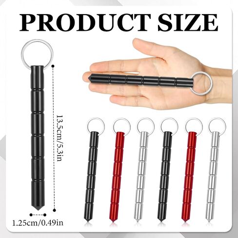 6PCS Aluminum Keychain Safety Tool Set – 2 Black, 2 Silver, 2 Red EDC Key Ring Accessories, Emergency Escape for Daily Carry, Outdoor, and Travel Use in Saudi Arabia