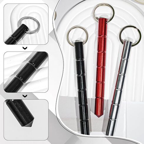 6PCS Aluminum Keychain Safety Tool Set – 2 Black, 2 Silver, 2 Red EDC Key Ring Accessories, Emergency Escape for Daily Carry, Outdoor, and Travel Use in Saudi Arabia