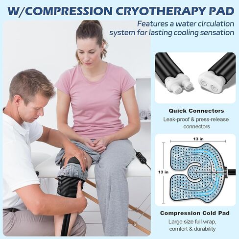 Cold Therapy Machine with Programmable Timer, Ice Machine for Knee After Surgery, Knee Replacement Recovery System, Pain Relief for Post Surgery, w/Compression Pad for Shoulder, Hip and Ankle in Saudi Arabia