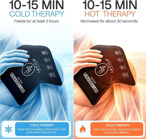 LEVILO Flexible Ice Packs for Injuries Reusable with Straps - 2 Pack (Large & Small) Large Reusable Ice Packs | Cold Packs for Back, Shoulder, Knee, Relief | After Surgery | Flexible When Frozen in Saudi Arabia