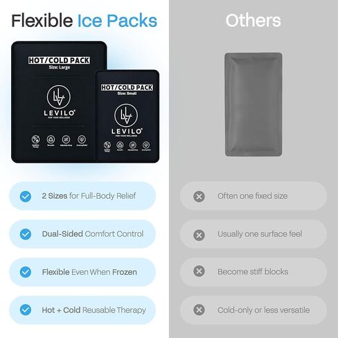 LEVILO Flexible Ice Packs for Injuries Reusable with Straps - 2 Pack (Large & Small) Large Reusable Ice Packs | Cold Packs for Back, Shoulder, Knee, Relief | After Surgery | Flexible When Frozen in Saudi Arabia