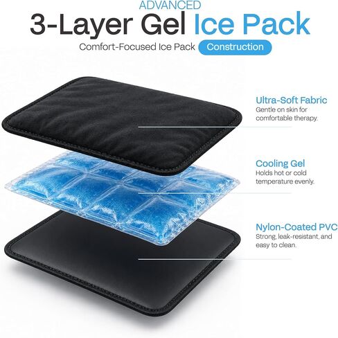 LEVILO Flexible Ice Packs for Injuries Reusable with Straps - 2 Pack (Large & Small) Large Reusable Ice Packs | Cold Packs for Back, Shoulder, Knee, Relief | After Surgery | Flexible When Frozen in Saudi Arabia