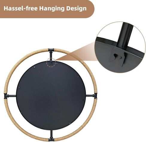 Round Mirror Farmhouse Rural: 32 inch Circular Wall Vanity Metal Rope Frame in Saudi Arabia