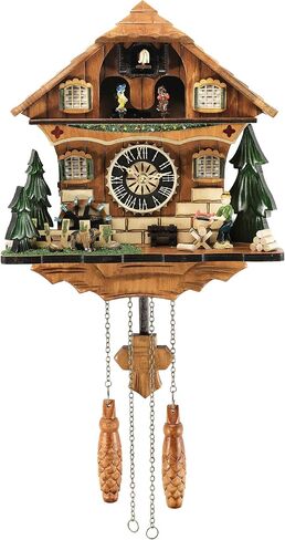 Musical Cuckoo Clock with Rotating Dancer Stage - 12 Melodies, Volume Control & Night Mode, Germany Style Black Forest Wall Clock for Home Decor Gift,Gifts for Family in Saudi Arabia