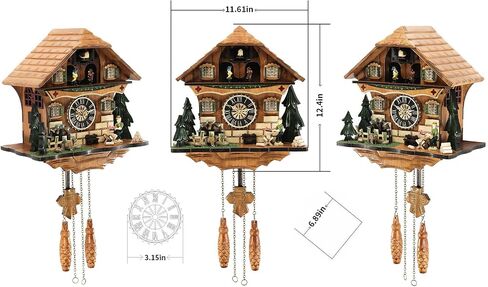 Musical Cuckoo Clock with Rotating Dancer Stage - 12 Melodies, Volume Control & Night Mode, Germany Style Black Forest Wall Clock for Home Decor Gift,Gifts for Family in Saudi Arabia